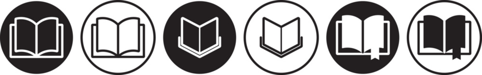 Book icons set. open book icon pictogram set illustration. open book icon silhouette vector designs. Editable Strokes. Open book flat icon vector collection for learning library and reading apps
