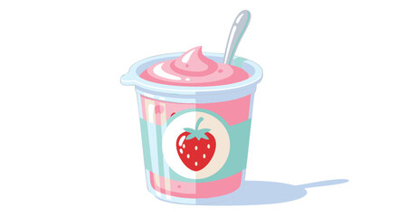 Strawberry Yogurt Cup Illustration