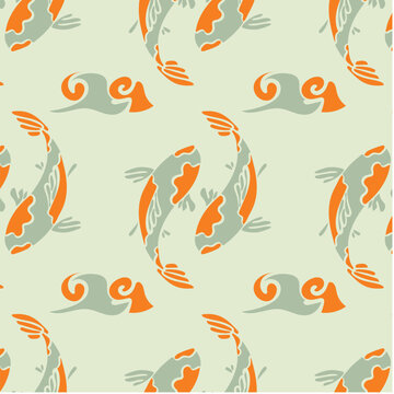 Koi Fish Pattern Background Vector
