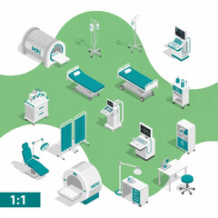 Obraz premium Medical equipment and hospital facilities illustration.