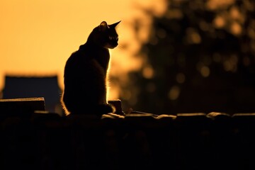 Cat Silhouette at Night with Glowing City Lights &ndash; Moody Urban Animal Photography
