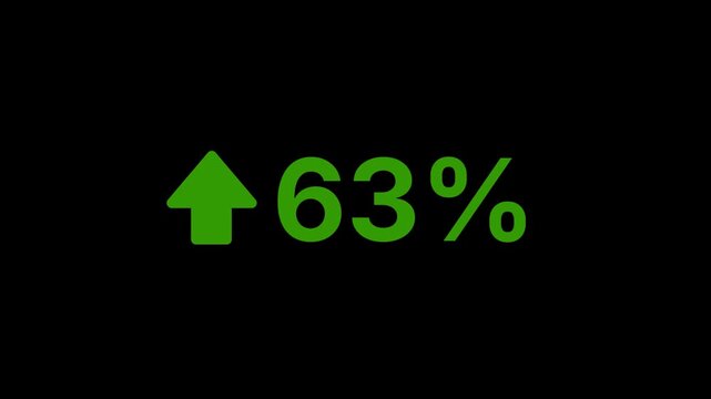63 percent growth with green arrow animation