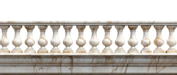 Naklejka premium Marble stone balustrade railing, isolated on transparent cutout background