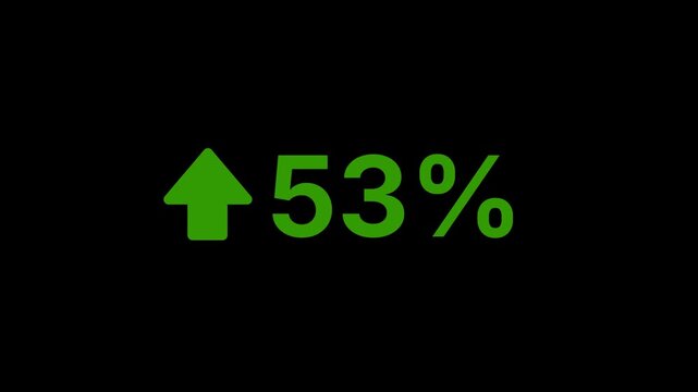 53 percent growth with green arrow animation