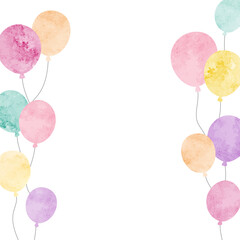 水彩の風船背景フレーム