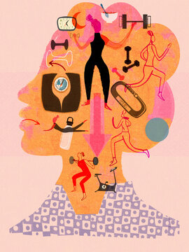 Woman thinking of exercise regime
