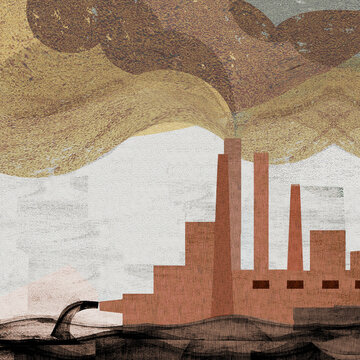 Industry polluting the air and the sea