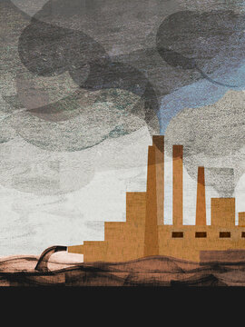 Industry polluting the air and the sea