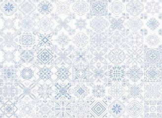 Seamless blue winter snowflake pattern background vector design for holiday decor