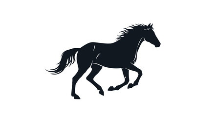 Black Silhouette of Running Horse Illustration.