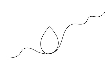 Obraz premium Health icon continuous one line drawing minimalist water drop outline vector illustration