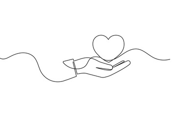 Obraz premium Health icon in a continuous one line drawing with minimalist style isolated on white background