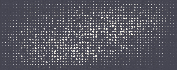 Triangular Halftone Texture Retrowave Vector Geometric Technology Abstract Background. Half Tone Triangles Retro Colored Pattern.