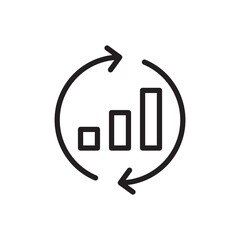Data Analysis Cycle and Performance Monitoring Line Icon