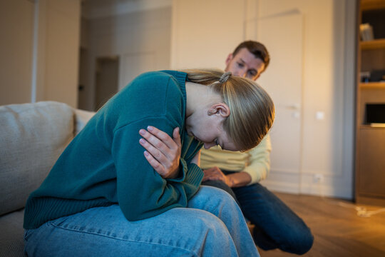 Manipulative narcissistic man in conflict with wife, married couple dealing with marriage drama and toxic relationships, man and woman in family quarrel and emotional crisis, betrayal and offence.