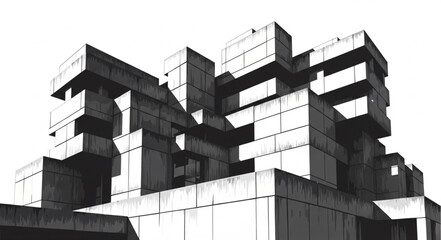 Architectural marvel - A striking concrete structure with geometric forms and bold design. © Kangmas