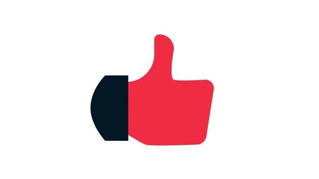 Modern thumbs up icon in red and black