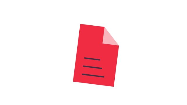Vibrant red document icon with black lines on white background
