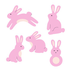 Fototapeta premium Cute Easter Bunnies vector illustration on white background