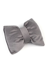 Big soft cotton grey bow on white background