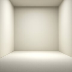 Minimal Beige Studio Interior with Soft Lighting and Empty Space