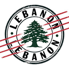 Obraz premium Circular stamp depicting the flag and name of the republic of lebanon