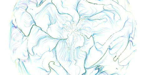 An artistic abstract design featuring flowing lines in blue and white, perfect for modern backgrounds and creative proje