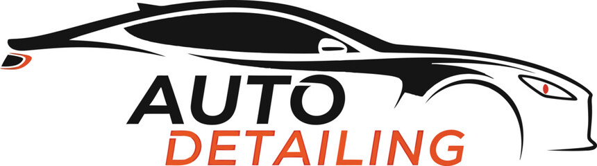 Modern auto detailing logo with elegant car silhouette vector © MstRuna