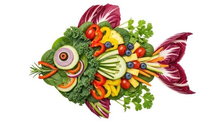 Fototapeta premium Creative fish salad, healthy eating concept