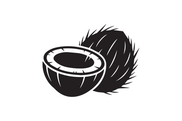 Coconut silhouette on white background