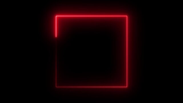 Modern neon red frame animation  geometric light border..