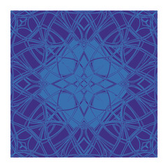 A blue and purple mandala design on a white background
