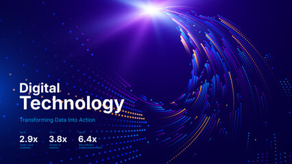 Big Data Flow AI Dots Particles Background. Digital Neural Network. Concept of Artificial Intelligence Technology Machine Deep Learning. Digital Communication. Science Technology Vector.  © ec0de
