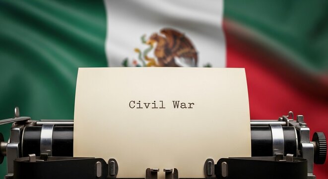Mexico Civil War Concept Typewriter Flag Background