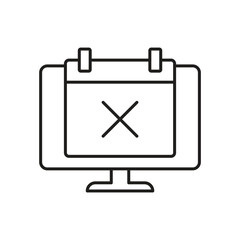 Computer screen with calendar and delete cross