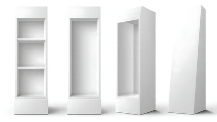 White Display Shelves and Podium Mockup.