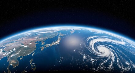 Fototapeta premium Hurricane over north america from space