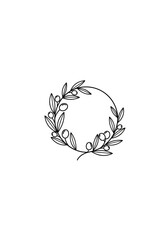 Fototapeta premium Minimalist olive branch wreath illustration on white background