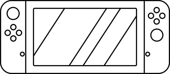 Simple Outline Portable Gaming Console Line Art Entertainment System © Dadi