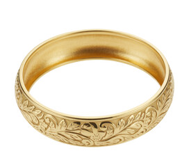 Gold Ring with Floral Engraving jewelry isolated on a transparent background