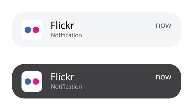Flickr Mobile App Notification Interface on Screen, Editorial Use Only