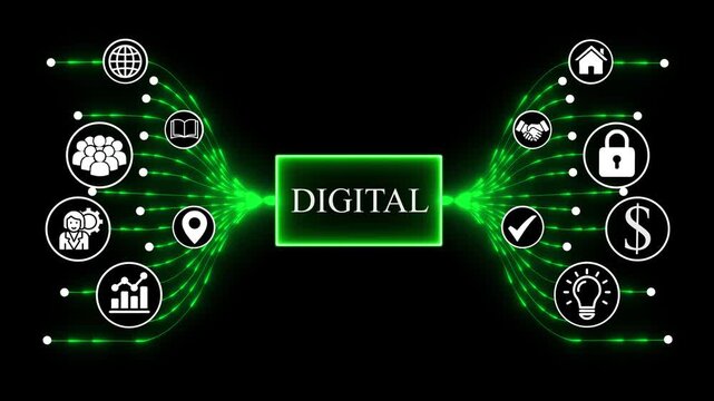 Digital system integration, Futuristic data flow technology, digital network,  background, data technology, information technology   with digital network connections and information system