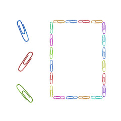 Frames set with watercolor paper clips, back to school copy space design.
