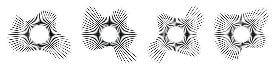 Dynamic radial sunburst and starburst effect vector collection for graphic design Vector illustration. © maxmoyen25