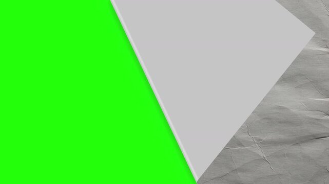 Wrinkle paper page turn animation on green screen background.