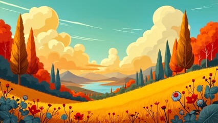 Autumn Scenery Mountains Forests And