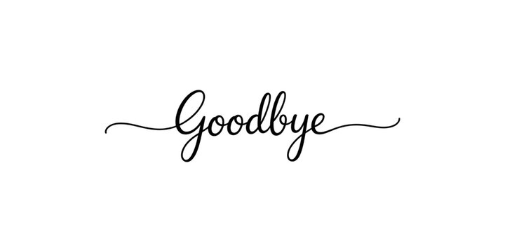 Elegant goodbye script lettering on a clean white background for farewell cards and designs Vector, illustration