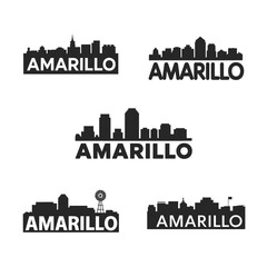 Fototapeta premium Amarillo city skyline designs with text variations in black and white