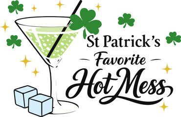 St Patrick&rsquo;s  Favorite Hot Mess Svg, Shamrock Beer Svg