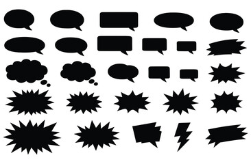 Fototapeta premium Collection of Black Speech Bubbles and Starburst Shapes 1